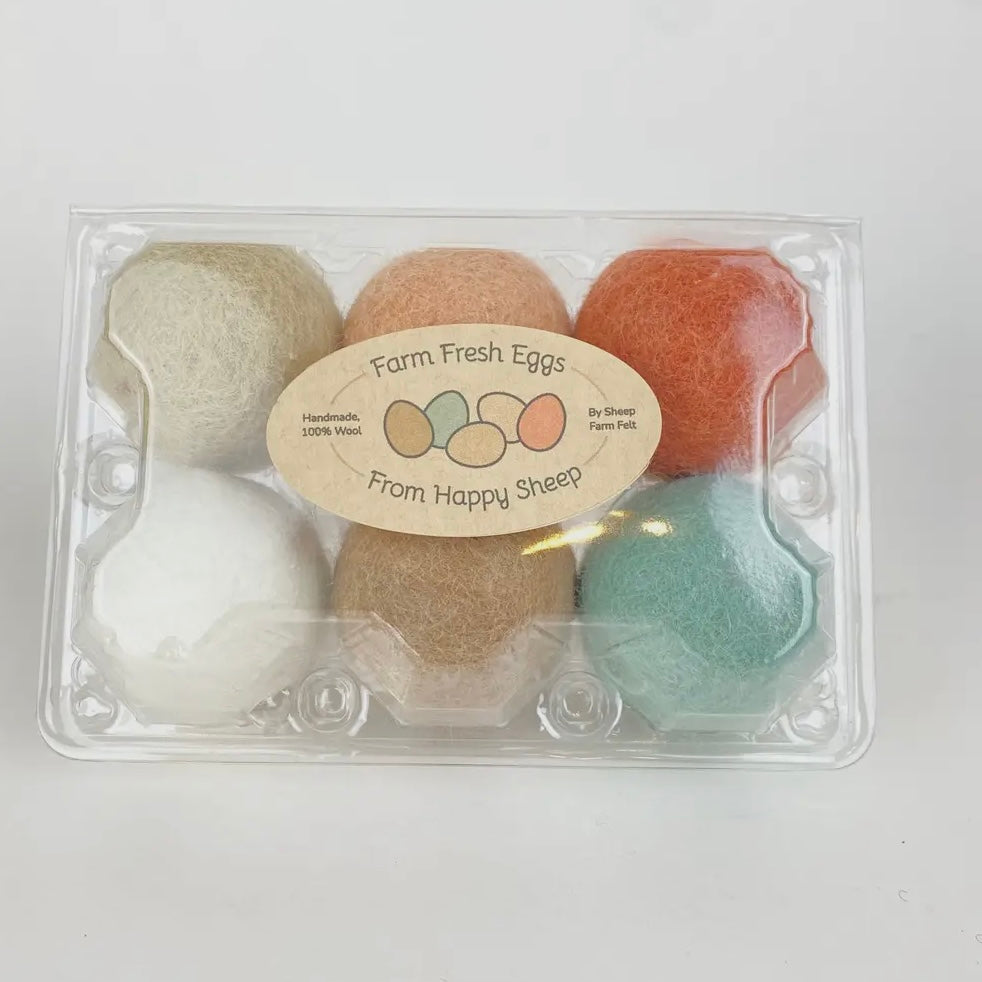 Felt Eggs - Farm Fresh Wool 6 Large Eggs - by Sheep Farm Felt