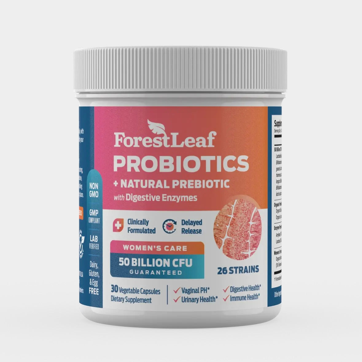 Women’s Care Probiotics & Natural Prebiotic with Digestive Enzymes by Forest Leaf