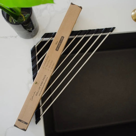 Corner Roll-Up Sink Rack - Black -Plastic Free by Mother Earth ME