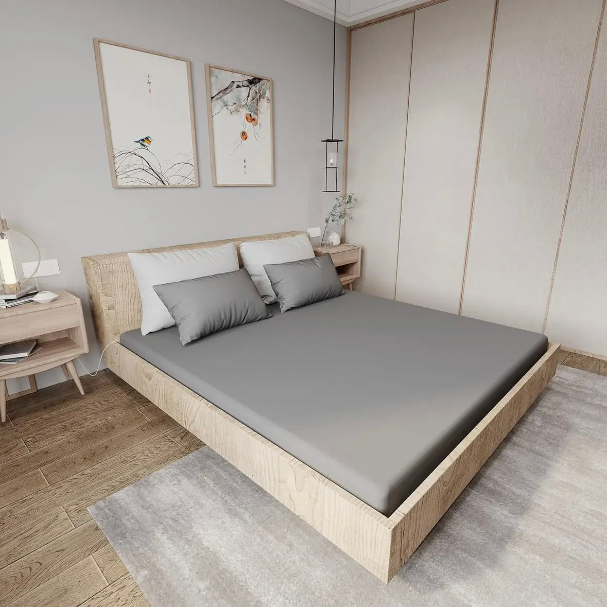 Grounding Fitted Sheet - Organic Cotton - Grey - Queen Size 80” by 60” by Gaya