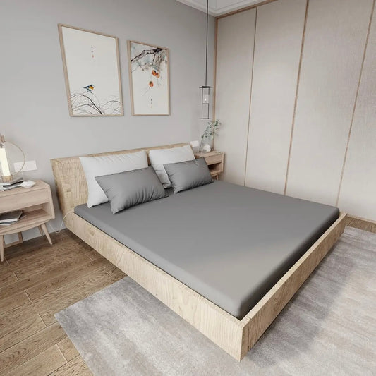 Grounding Fitted Sheet - Organic Cotton - Grey - Queen Size 80” by 60” by Gaya