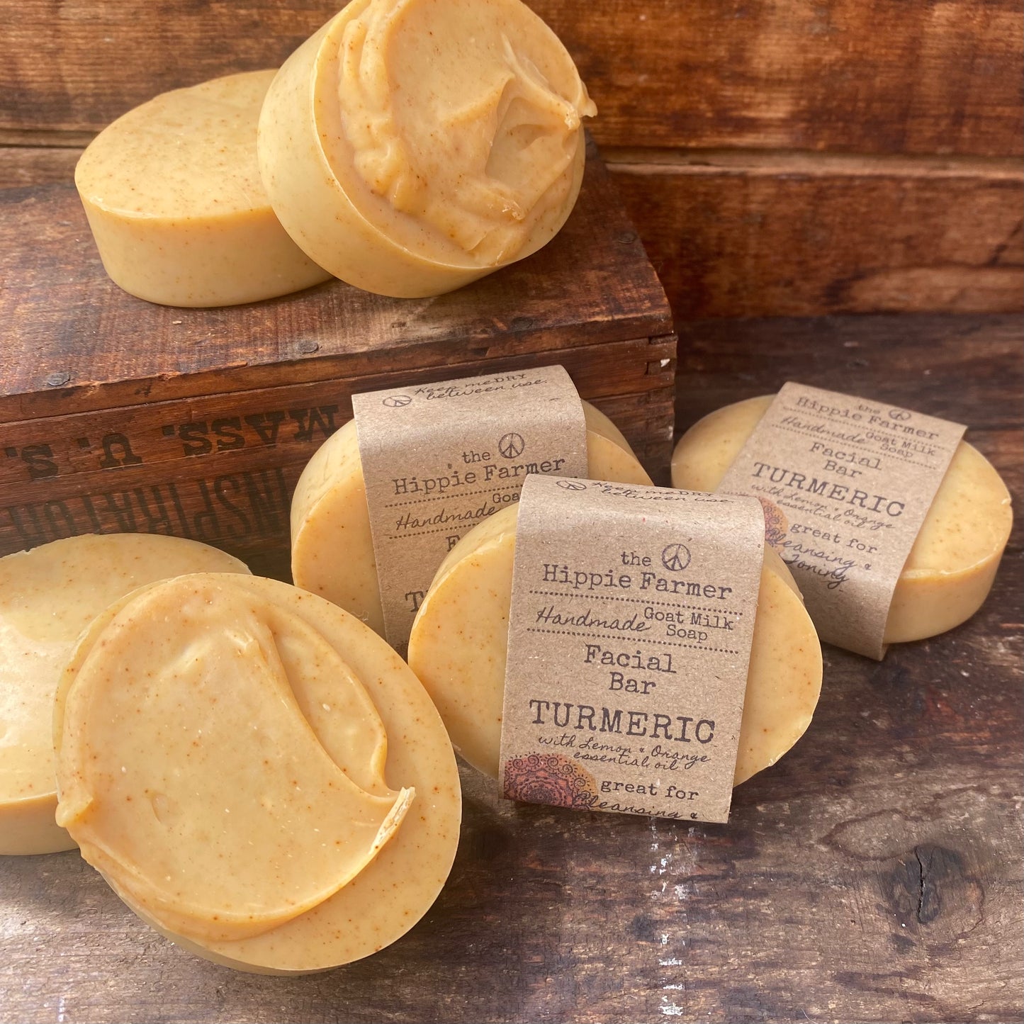 Goat Milk Soap - Turmeric with Lemon & Orange Essential Oil - Facial Bar