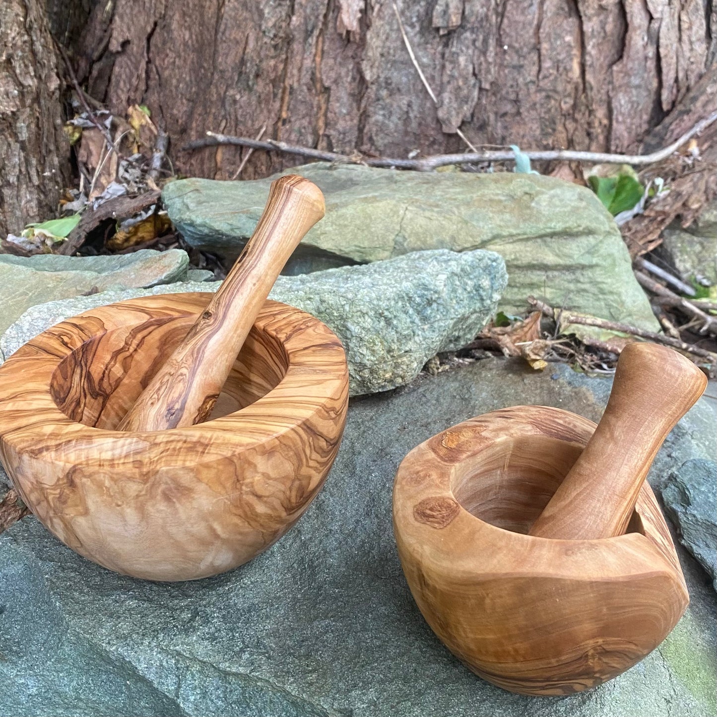 Natural Olive Wood Mortar & Pestle - 4” or 5.5”