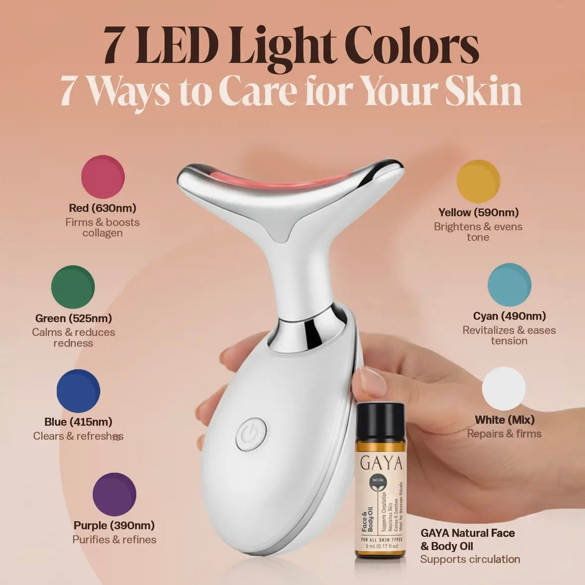 Red Light Therapy Beauty Wand - 7 in 1 - Lift, Glow & Smooth by Gaya