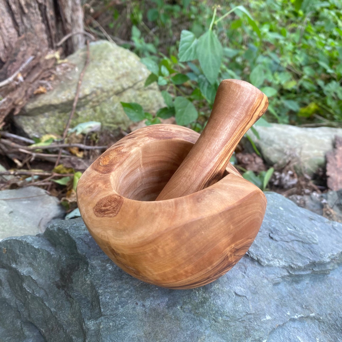 Natural Olive Wood Mortar & Pestle - 4” or 5.5”