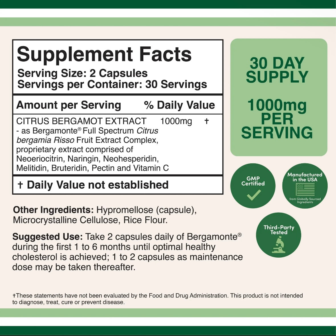 Citrus Bergamot Extract - 1000mg 60 Capsules by Double Wood