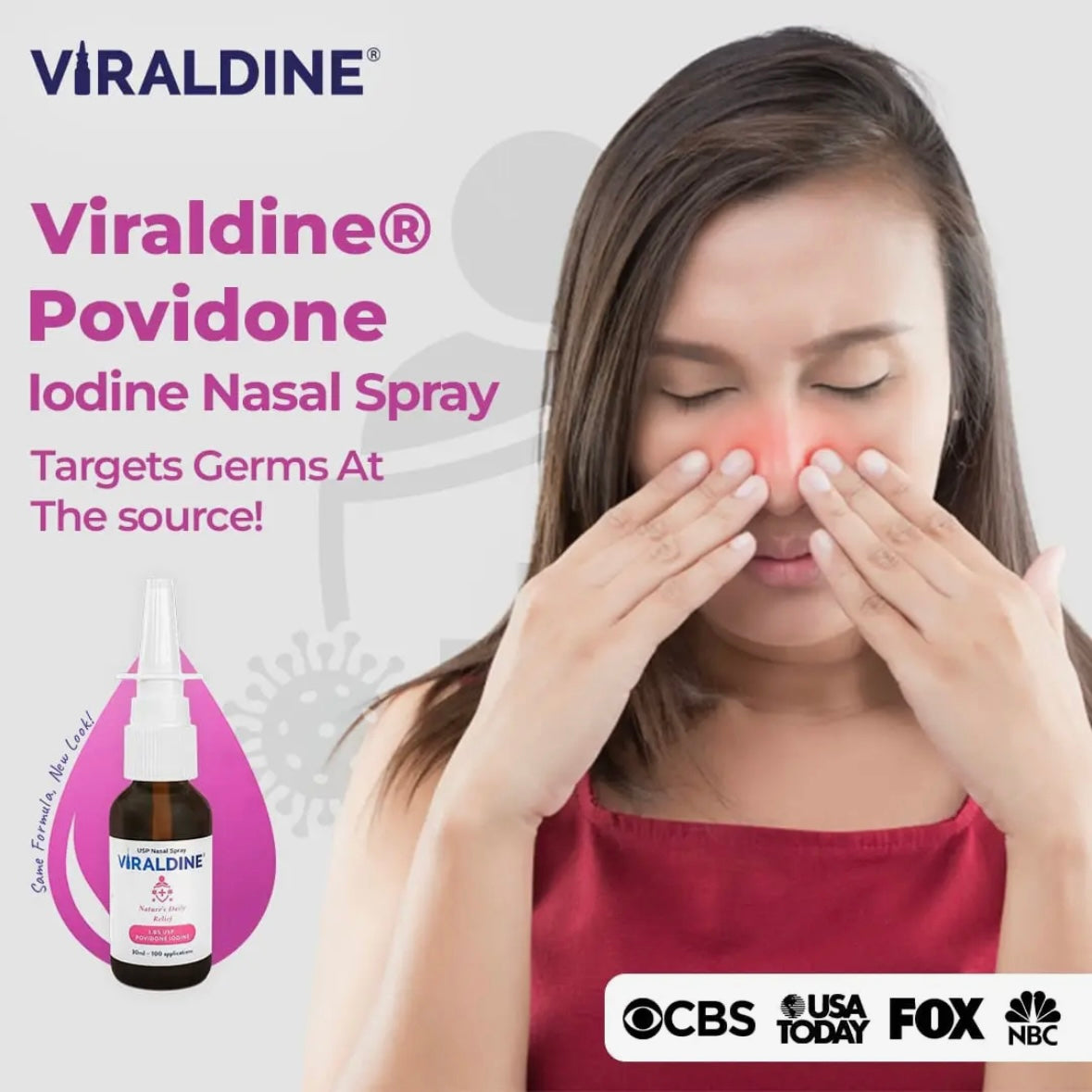 Iodine Nasal Spray - 0.5%, 1% or 1.5% - for Congestion, Flu/cold, Allergy and more - by Viraldine
