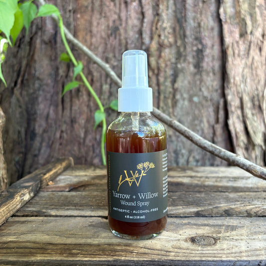 Yarrow and Willow Wound Spray - Antiseptic Alcohol Free - 4 fl oz by The Wilderness Maven