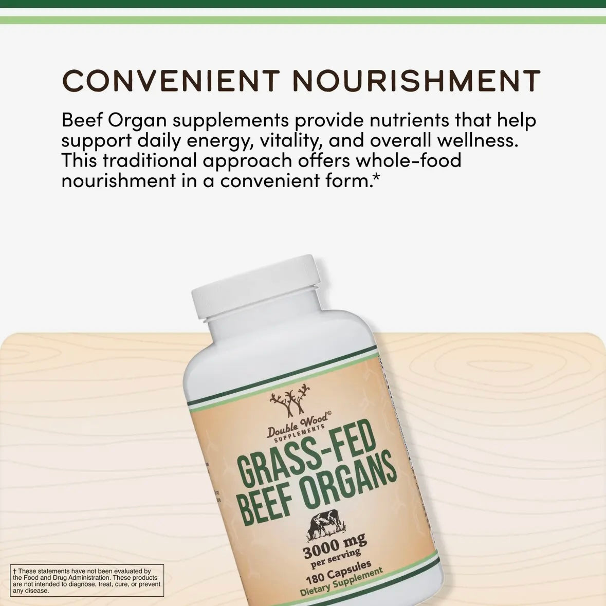 Grass Fed Beef Organs - 180 capsules by Double Wood