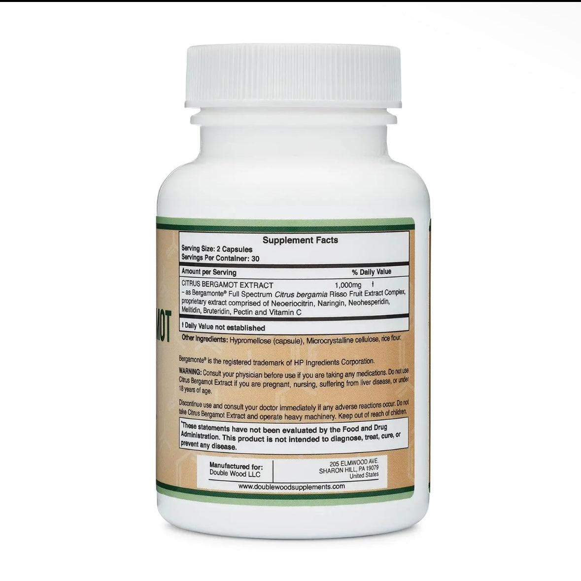 Citrus Bergamot Extract - 1000mg 60 Capsules by Double Wood