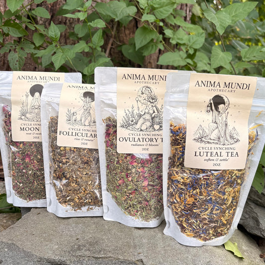 Cycle Synching Teas - Herbs for each phase of your cycle (Moon, Follicular, Ovulation & Luteal) - 2 oz bags by Anima Mundi