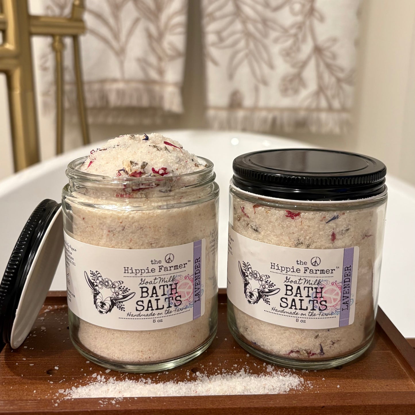 Goat Milk Bath Salts - Lavender or Oats & Honey - Bath in Magnesium Sulfate - 8 oz