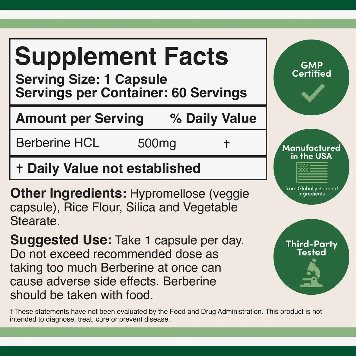 Berberine 500mg - 60 capsules by Double Wood