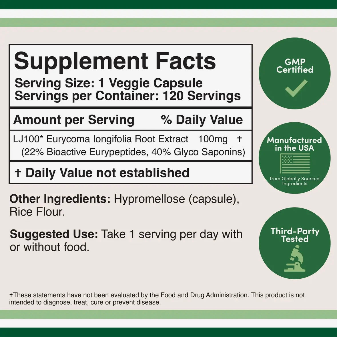 LJ100 Tongkat Ali 100mg - 120 capsules by Double Wood