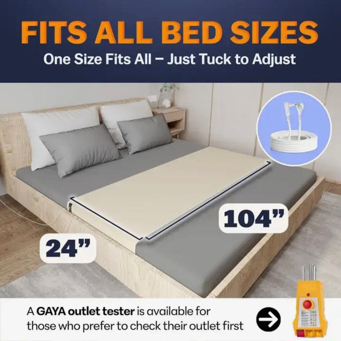 Grounding Flat Sheet for all size beds - Organic Cotton 24” by 104” by Gaya