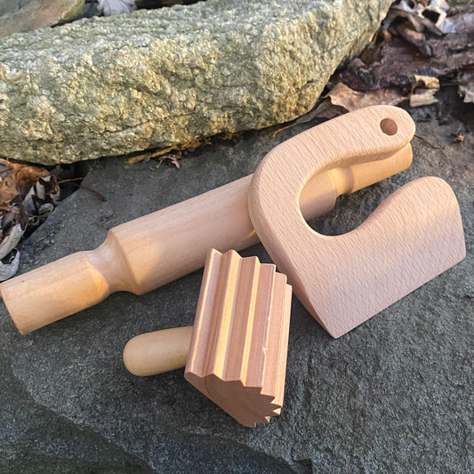 Eco- Dough Wooden Tools - Assorted - Rolling Pin, Cutter or Crimp Roller - The Hippie Farmer