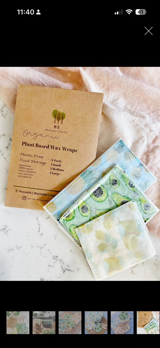 Organic Plant Bases Wax Wraps - 3 pack