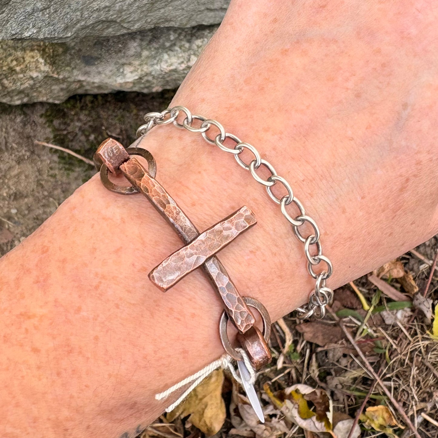 Cross Tension Bracelet | Hammered Copper by Warm Rainy Day
