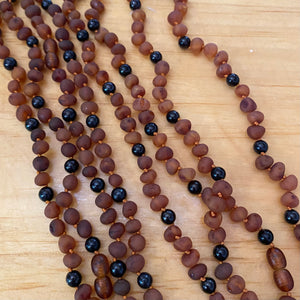 Amber & Shungite Necklace - 16” or 21” - by Baltic Essentials