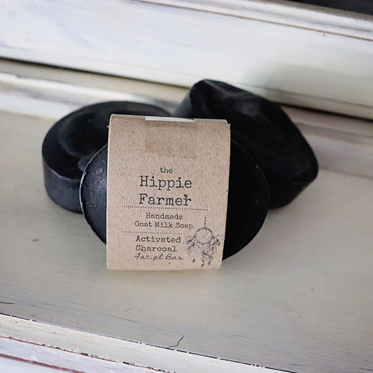 Facial Bar - Goat Milk Soap - Activated Charcoal - The Hippie Farmer