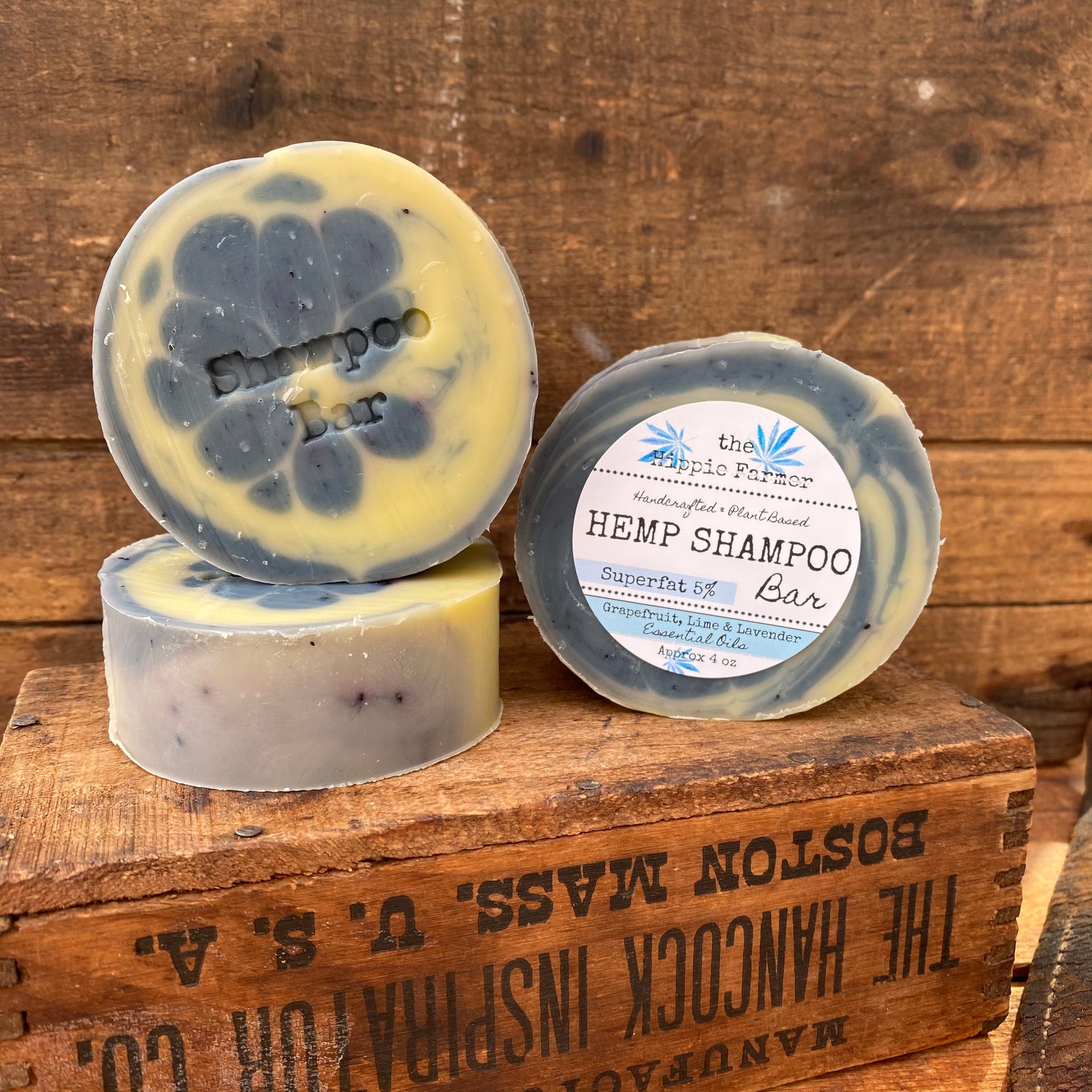 Hemp Shampoo Bar 5% Superfat - Grapefruit Lime Lavender Essential Oils - 4oz - The Hippie Farmer