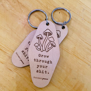 Wood Keychain - Grow, Manifest or Mercury Quotes by Statement Peace - The Hippie Farmer