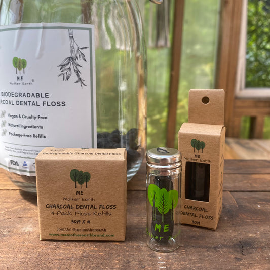 Eco Charcoal Dental Floss - Biodegradable - by Mother Earth ME - The Hippie Farmer