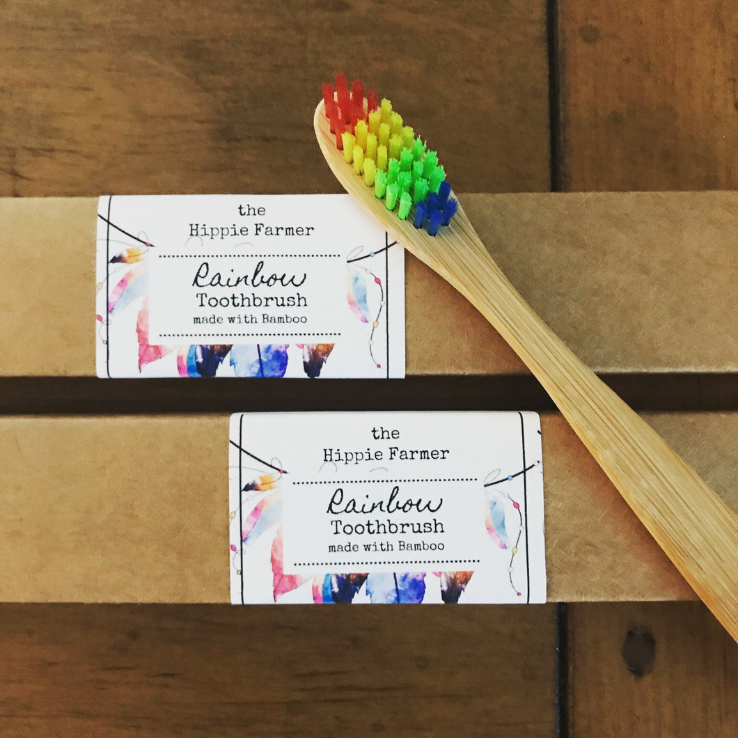 Bamboo Toothbrush - Soft Rainbow Bristle - The Hippie Farmer