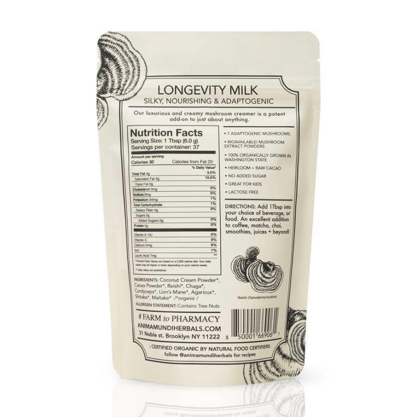 Mushroom Mocha Milk - Longevity Mushrooms - 8 oz or 1lb (16oz) - by Anima Mundi Apothecary