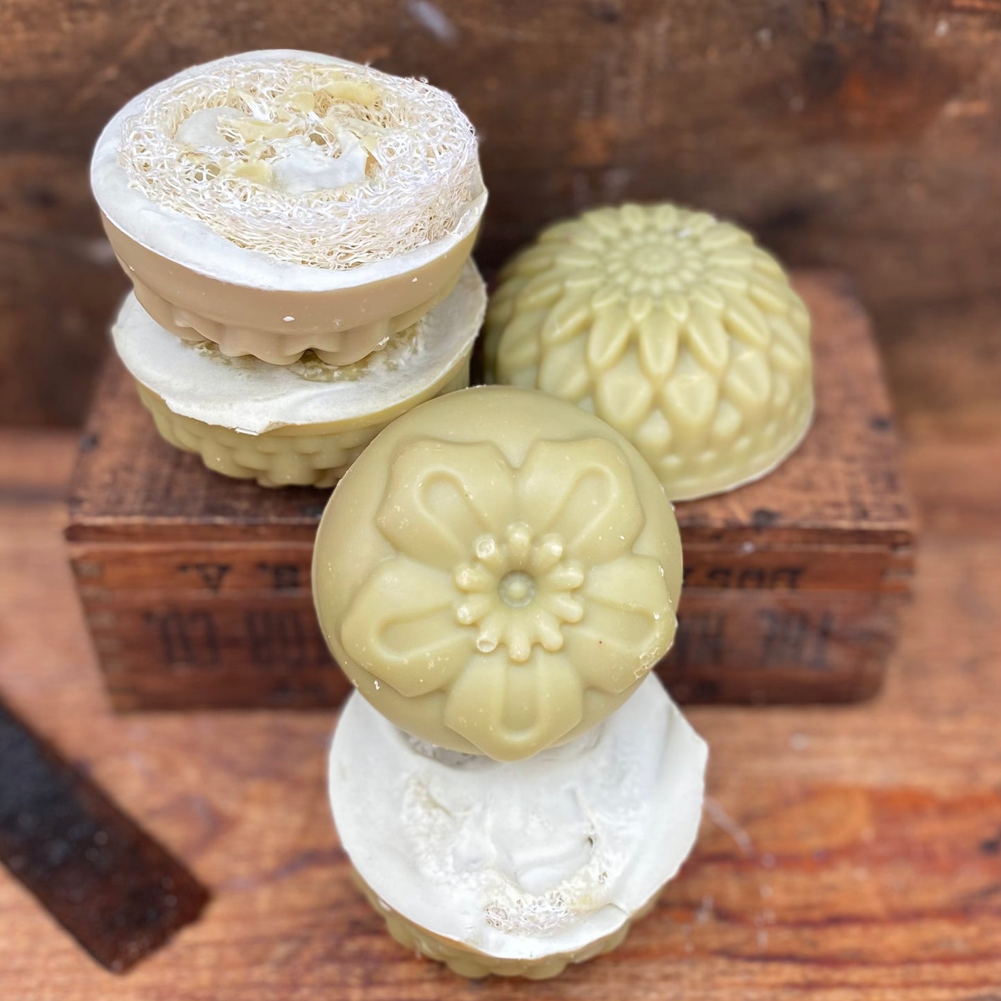 Goat Milk & Hemp Loofah Soap Bar - Jasmine - 3oz - The Hippie Farmer