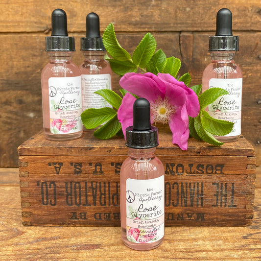 Rose Glycerite - 1oz - A beach rose tincture - LIMITED SEASONAL BATCH - The Hippie Farmer