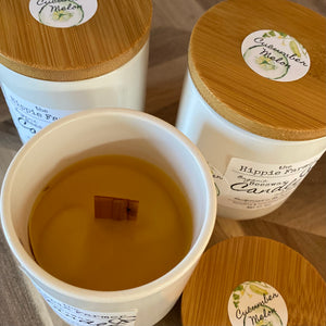 Cucumber Melon - Organic Beeswax Candles with Wooden Crackle Wick - 8oz - The Hippie Farmer