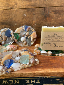Shells & Sea Glass Soap Dish - Rectangle, Square or Circle - The Hippie Farmer