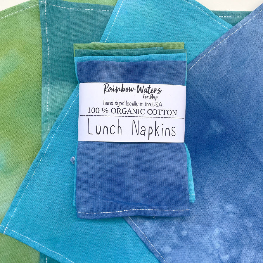 4-pack Lunch Napkins | Hand Dyed | Organic Cotton | 2 color choices by Rainbow Waters - The Hippie Farmer