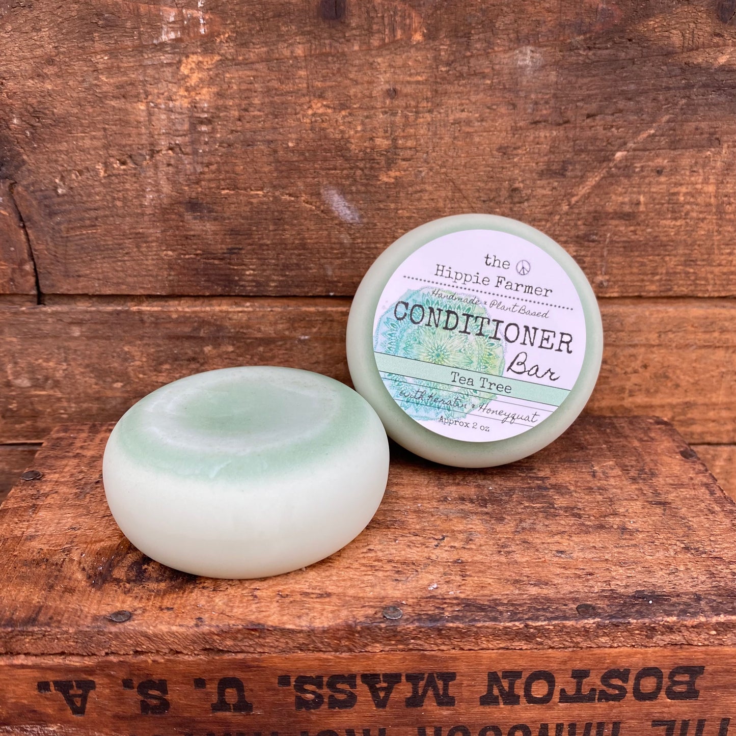 Solid Conditioner Bar with Keratin & Honeyquat- Tea Tree Essential Oil 2oz - The Hippie Farmer