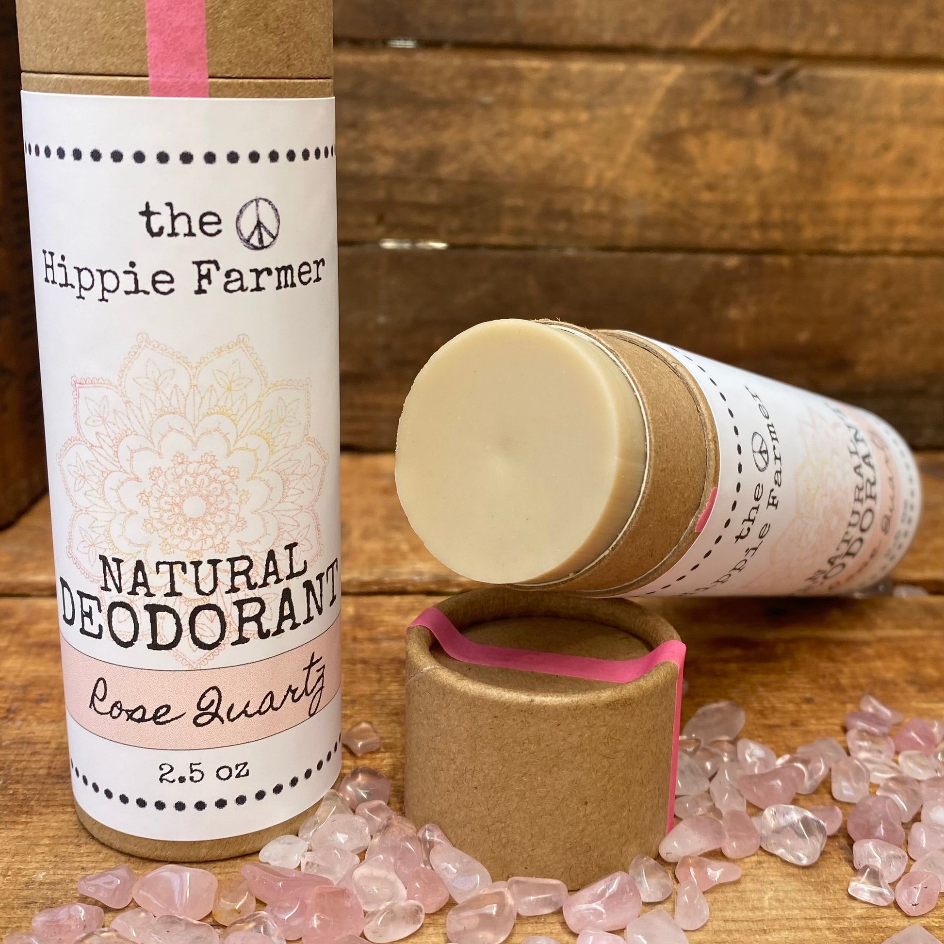 Rose Quartz - Natural Deodorant - Aluminum and Baking Soda FREE - 2.5oz - The Hippie Farmer