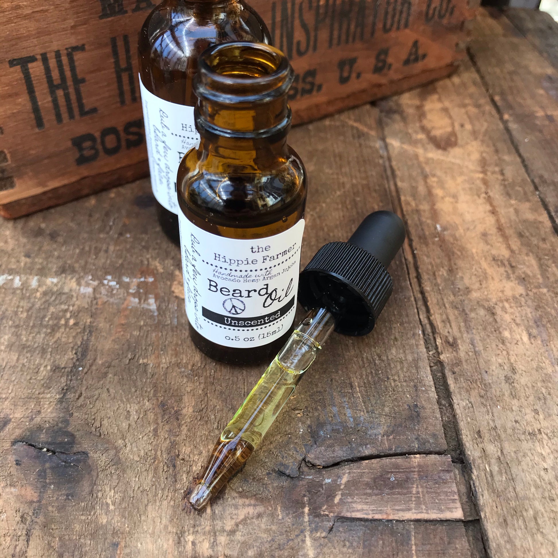 Hippie Beard Oil - Unscented - 0.5 oz or 1 oz Dropper - The Hippie Farmer