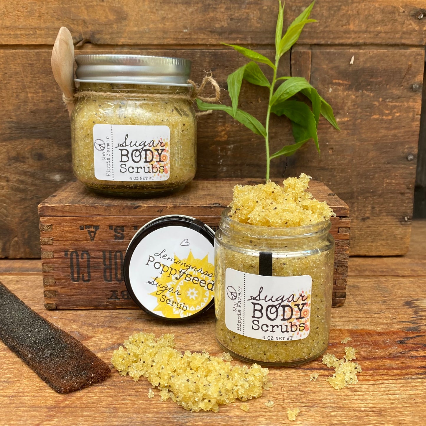 Sugar Body Scrub - Lemongrass Poppyseed - 8oz or 4oz - The Hippie Farmer