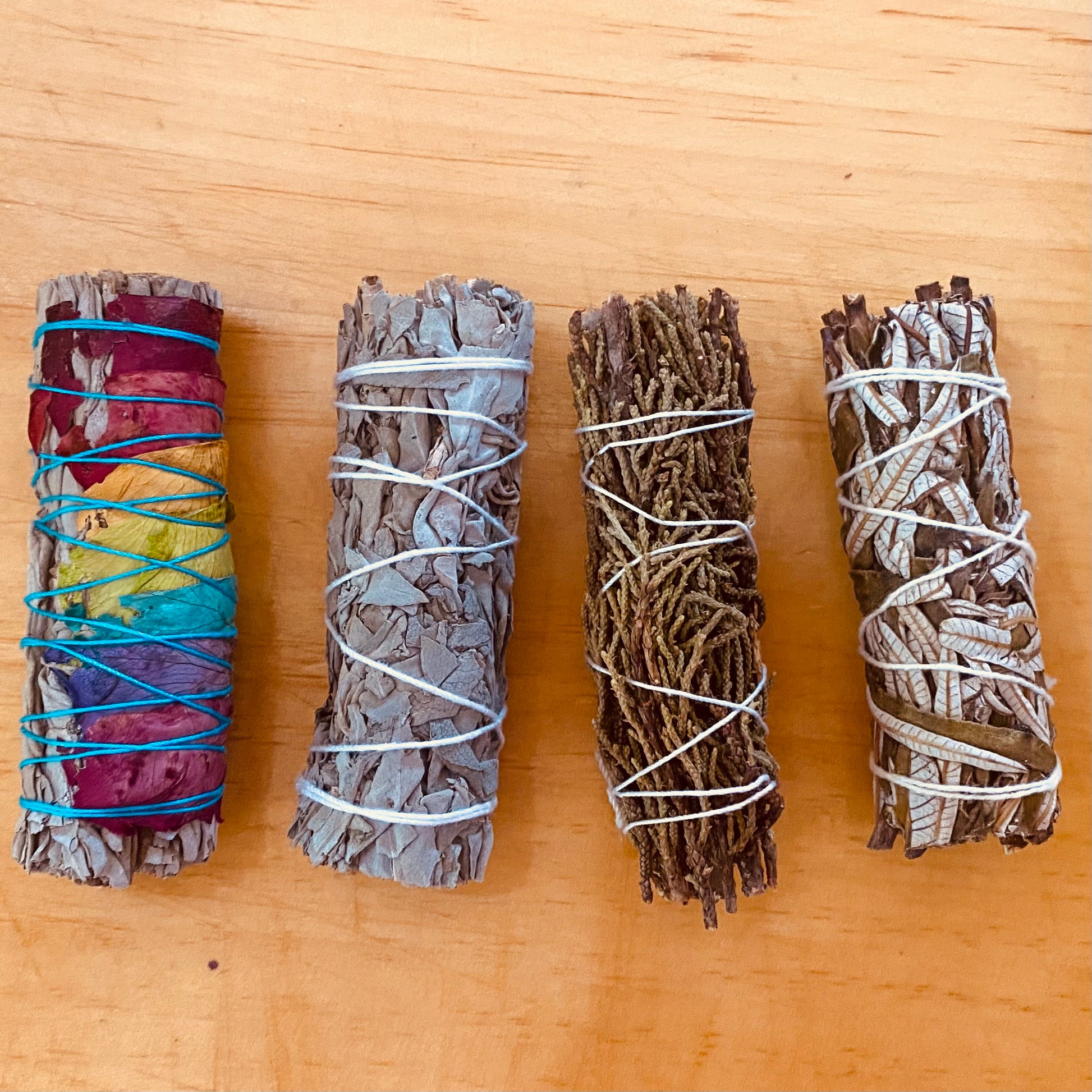 Smudging Bundles - Chakra Sage, White Sage, Juniper or Yerba Santa - The Hippie Farmer