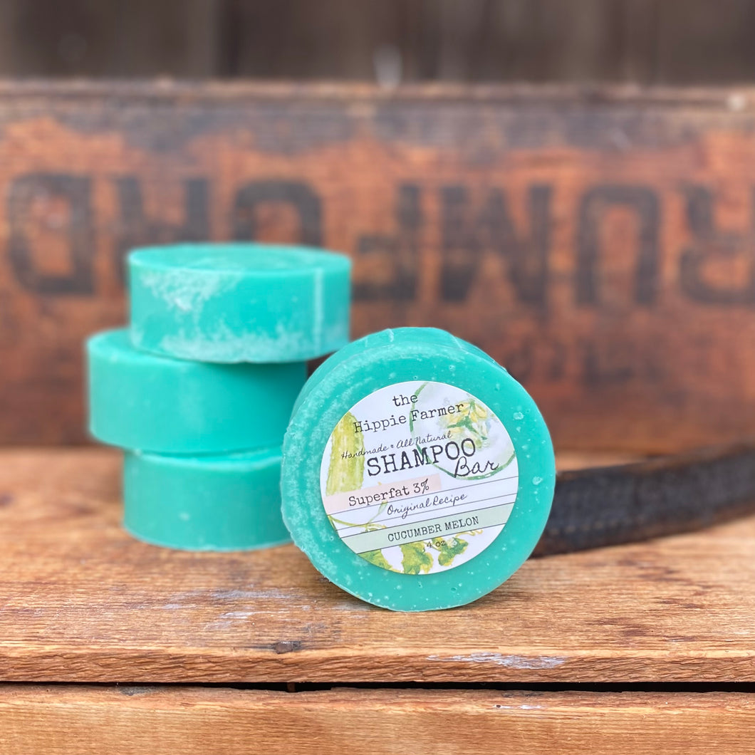 Cucumber Melon Shampoo Soap Bar 3% or 10% Superfat - Spring/Summer Seasonal Bar - The Hippie Farmer