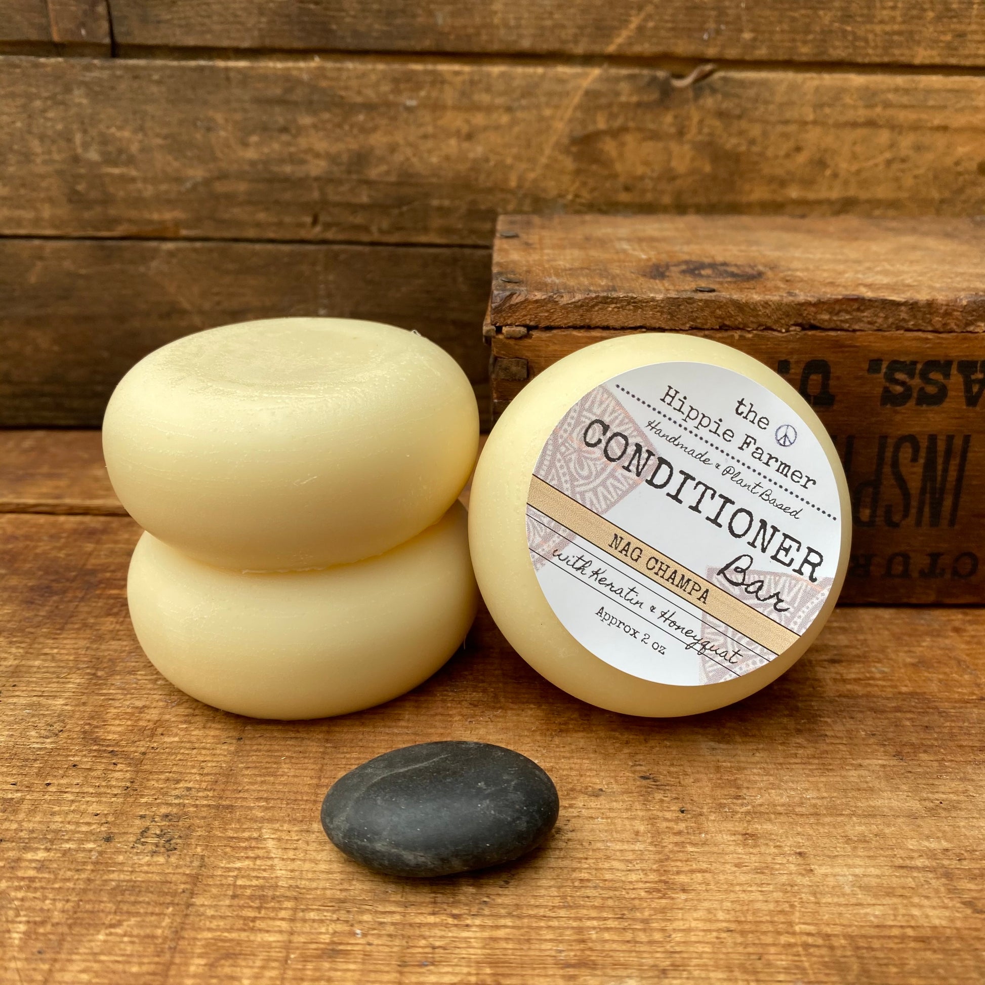 Solid Conditioner Bar - Nag Champa - with Keratin & Honeyquat - The Hippie Farmer