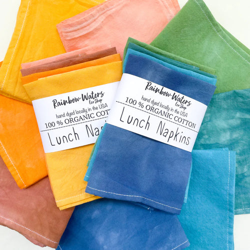 4-pack Lunch Napkins | Hand Dyed | Organic Cotton | 2 color choices by Rainbow Waters - The Hippie Farmer