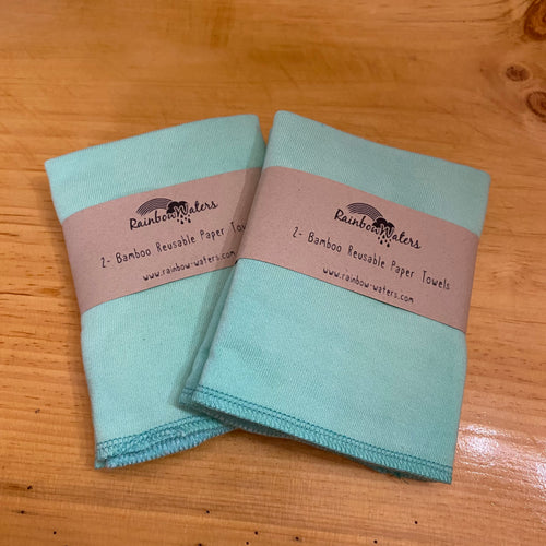 Mineral Turquoise - 2pk Reusable Paper Towels - Rainbow Waters - The Hippie Farmer