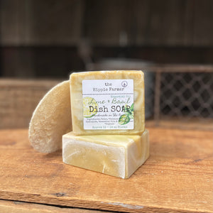 Lime & Basil Dish Bar Soap - Approx 13-14 oz Block or 6 oz Sample Block - The Hippie Farmer