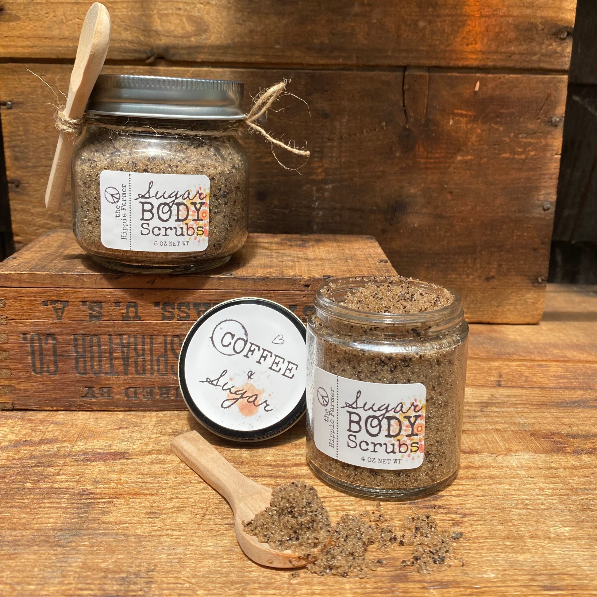 Sugar Body Scrub - Sugar & Coffee Bean  - 8oz or 4oz - The Hippie Farmer