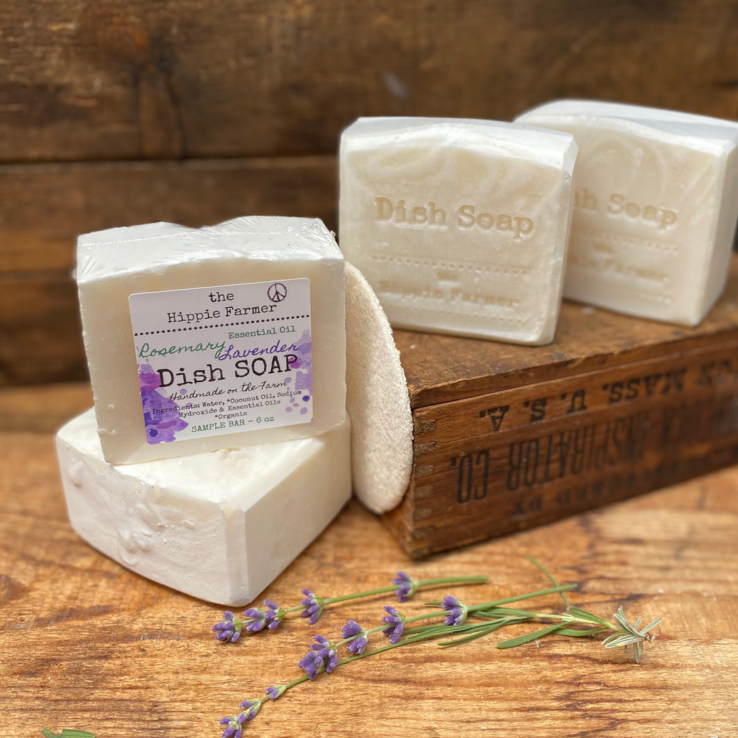 Rosemary Lavender Dish Bar Soap - Sample or Full Block - The Hippie Farmer