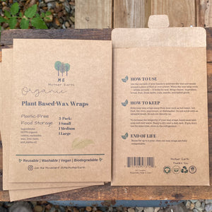 Plant Based Wax Wraps - Plastic FREE Food Storage - 3 pack - by Mother Earth ME - The Hippie Farmer