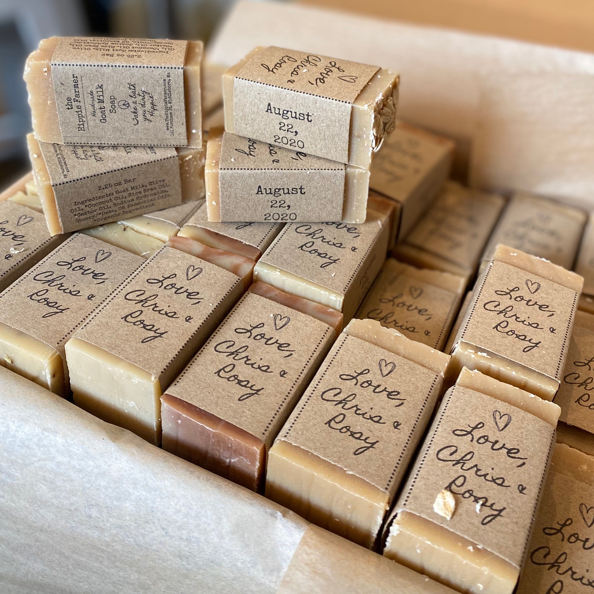 Goat Milk Soap Bar Favors - Weddings, Baby Showers, & more... - Half bars (Bulk ONLY, 20 minimum) - The Hippie Farmer