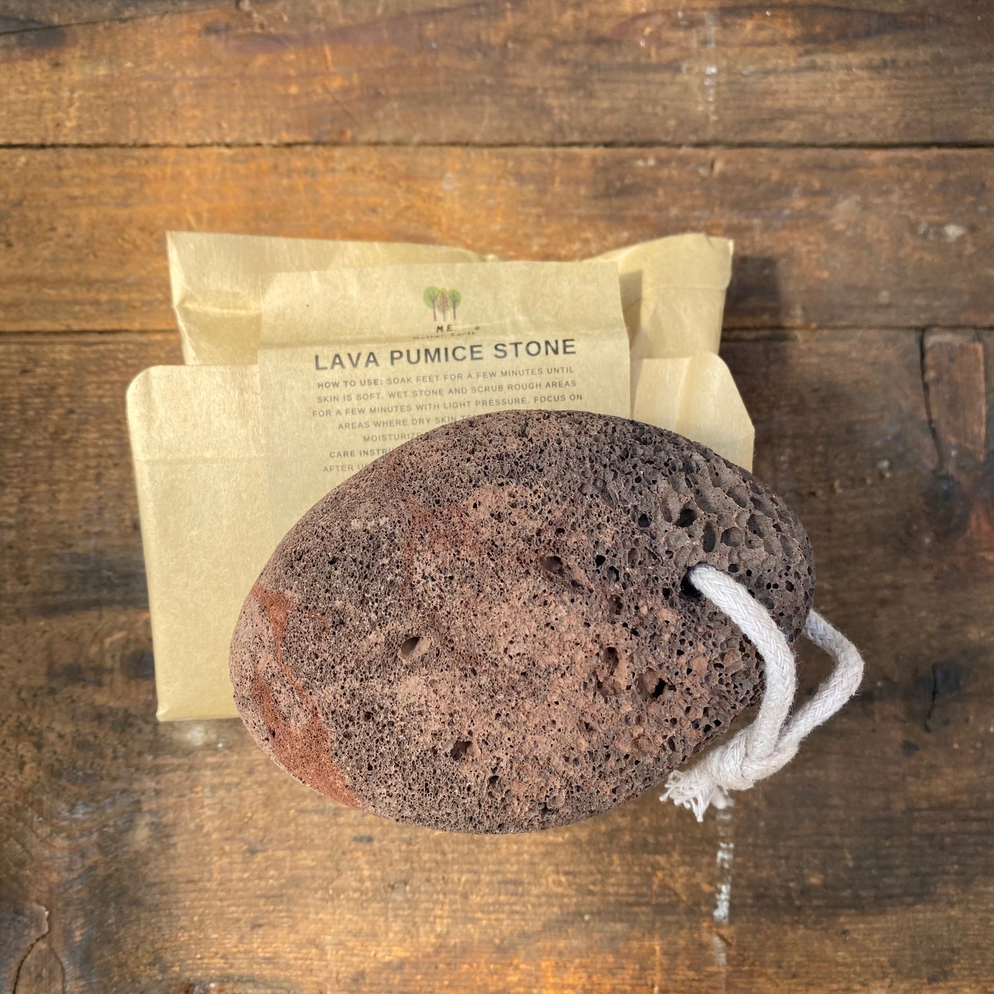 Lava Pumice Stone with Cotton Hanging Loop - by Mother Earth ME - The Hippie Farmer