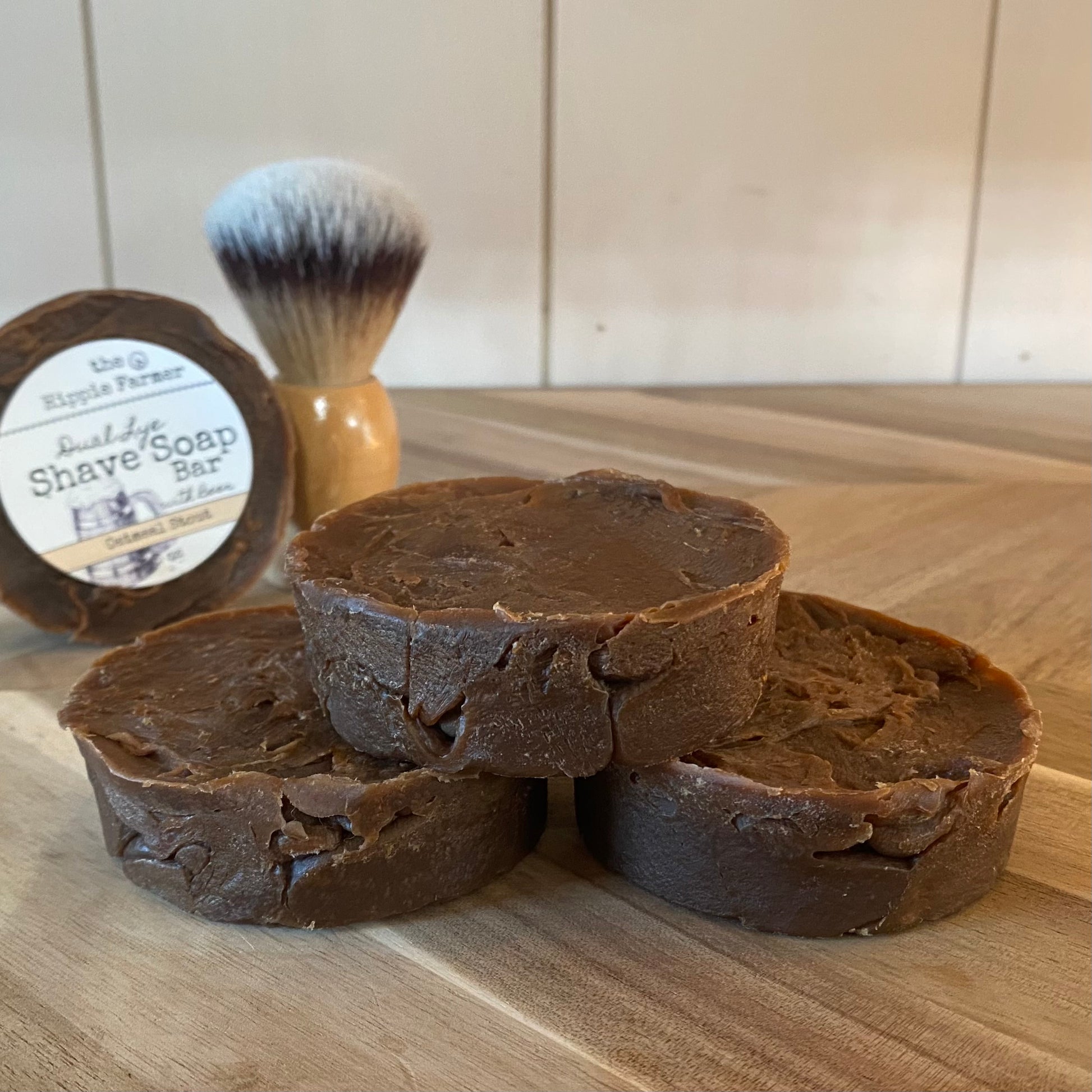 Old Fashioned Dual Lye Shave Soap with BEER -  Oatmeal Stout - 3oz - The Hippie Farmer